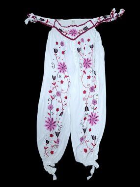 Fillyboo Boho Embroidered Cold Shoulder Jumpsuit Size XL Multicolor